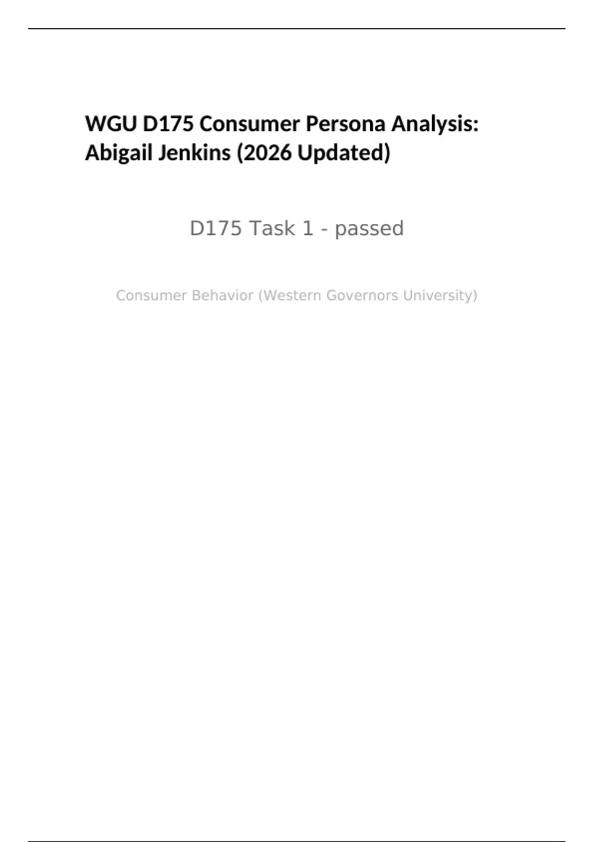 WGU D175 Consumer Persona Analysis: Abigail Jenkins (2026 Updated ...