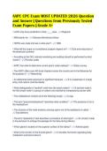 AAPC CPC Exam MOST UPDATED 2026 Question&NewLine;and Answer &vert; Questions from Previously Tested&NewLine;Exam Papers &vert; Grade A&plus;