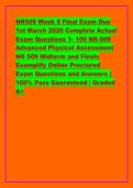 NR509 Week 8 Final Exam Due &NewLine;1st March 2026 Complete Actual &NewLine;Exam Questions 1- 100 NR-509 &NewLine;Advanced Physical Assessment &NewLine;NR 509 Midterm and Finals &NewLine;Examplify Online Proctored &NewLine;Exam Questions and Answers &vert; &NewLine;100&percnt; Pass Guaranteed &vert; Graded &NewLine;A&plus;