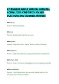 ATI ENGAGE ADULT MEDICAL SURGICAL&NewLine;ACTUAL TEST SCRIPT WITH SOLVED&NewLine;QUESTIONS AND VERIFIED ANSWERS