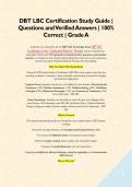 DBT LBC Certification Study Guide &vert; Questions and Verified Answers &vert; 100&percnt; Correct &vert; Grade A&NewLine;
