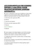 ATI FUNDAMENTALS FOR NURSING&NewLine;EDITION 11 2026 FINAL PAPER&NewLine;PRACTICE QUESTIONS ANSWERS&NewLine;ACCURATE A&plus;