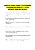 Adhesive Anchor Training Complete Exam &NewLine;Study Questions with 100&percnt; Correct &NewLine;Answers &vert; Brand New Version 