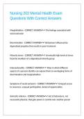 Nursing 202 Mental Health Exam Questions With Correct Answers