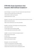 OTM 451 Exam Questions And Answers Well Defined Graded A&plus;