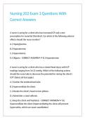 Nursing 202 Exam 3 Questions With Correct Answers