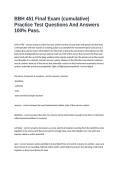 BBH 451 Final Exam &lpar;cumulative&rpar; Practice Test Questions And Answers 100&percnt; Pass&period;&NewLine;&NewLine;