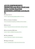 ATI PN COMPREHENSIVE&NewLine;PREDICTOR 2020 REAL EXAM 2026&NewLine;FINAL PAPER PRACTICE&NewLine;QUESTIONS ANSWERS ACCURATE&NewLine;A&plus;
