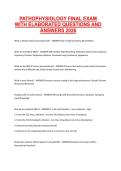 Pathophysiology Final Exam 2026 &ndash; Elaborated Questions and Answers Comprehensive Study Guide