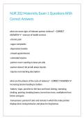 NUR 202 Maternity Exam 1 Questions With Correct Answers