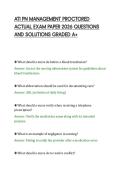 ATI PN MANAGEMENT PROCTORED&NewLine;ACTUAL EXAM PAPER 2026 QUESTIONS&NewLine;AND SOLUTIONS GRADED A&plus;