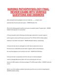 Nursing Pathophysiology Final Review Exams &ndash; Verified Questions and Answers Comprehensive Study