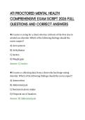 ATI PROCTORED MENTAL HEALTH&NewLine;COMPREHENSIVE EXAM SCRIPT 2026 FULL&NewLine;QUESTIONS AND CORRECT ANSWERS