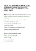 ATI PROCTORED MENTAL HEALTH EXAM&NewLine;SCRIPT FINAL PAPER 2026 EXAM Q&A&NewLine;STUDY GUIDE