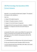 OB Pharmacology Test Questions With Correct Answers 