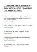 ATI PROCTORED MENTAL HEALTH FINAL&NewLine;EXAM PAPER 2026 COMPLETE QUESTIONS&NewLine;AND VERIFIED SOLUTIONS