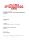 NR507 Advanced Pathophysiology Final Exam &ndash; Qualified Questions and Answers Comprehensive Study Guide