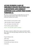 ATI RN NURSING CARE OF&NewLine;CHILDREN ONLINE PRACTICE 2019&NewLine;A QUESTIONS AND CORRECT&NewLine;ANSWERS 2026 LATEST PREP GUIDE&NewLine;VERIFIED A&plus;