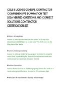 CSLB B LICENSE GENERAL CONTRACTOR&NewLine;COMPREHENSIVE EXAMINATION TEST&NewLine;2026 VERIFIED QUESTIONS AND CORRECT&NewLine;SOLUTIONS CONTRACTOR&NewLine;CERTIFICATION SET&NewLine;