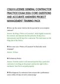 CSLB B LICENSE GENERAL CONTRACTOR&NewLine;PRACTICE EXAM 2026 CORE QUESTIONS&NewLine;AND ACCURATE ANSWERS PROJECT&NewLine;MANAGEMENT TRAINING PACK&NewLine;