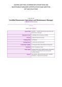 IED STORMWATER OPERATIONS AND&NewLine;MAINTENANCE MANAGER CERTIFICATION EXAM QUESTION&NewLine;SET AND SOLUTIONS&NewLine;CSOWM CERTIFIED STORMWATER OPERATIONS AND&NewLine;MAINTENANCE MANAGER CERTIFICATION EXAM QUESTION