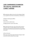 CSPR COMPREHENSIVE EXAMINATION&NewLine;TEST 2026 FULL QUESTIONS AND&NewLine;CORRECT ANSWERS&NewLine;
