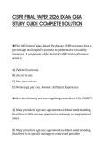 CSPR FINAL PAPER 2026 EXAM Q&A&NewLine;STUDY GUIDE COMPLETE SOLUTION&NewLine;