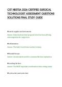 CST NBSTSA 2026 CERTIFIED SURGICAL&NewLine;TECHNOLOGIST ASSESSMENT QUESTIONS&NewLine;SOLUTIONS FINAL STUDY GUIDE