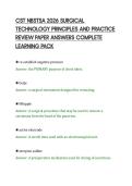 CST NBSTSA 2026 SURGICAL&NewLine;TECHNOLOGY PRINCIPLES AND PRACTICE&NewLine;REVIEW PAPER ANSWERS COMPLETE&NewLine;LEARNING PACK&NewLine;