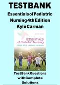 Updated&sol;Latest Pediatric Nursing 4th Edition Susan Ricci Theresa Kyle Susan Carman Test Bank Complete All Chapters Comprehensive Pediatric Nursing Questions Answers Rationales Clinical Case Studies Growth and Development NCLEX Review Study Guide For Nursi