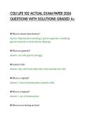 CSU LIFE 102 ACTUAL EXAM PAPER 2026&NewLine;QUESTIONS WITH SOLUTIONS GRADED A&plus;