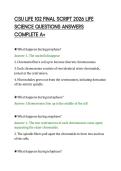 CSU LIFE 102 FINAL SCRIPT 2026 LIFE&NewLine;SCIENCE QUESTIONS ANSWERS&NewLine;COMPLETE A&plus;&NewLine;