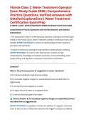 Florida Class C Water Treatment Operator Exam Study Guide 2026 &vert; Comprehensive Practice Questions&comma; Verified Answers with Detailed Explanations &vert; Water Treatment Certification Exam Prep