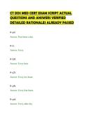 CT DDS MED CERT EXAM SCRIPT ACTUAL&NewLine;QUESTIONS AND ANSWERS VERIFIED&NewLine;DETAILED RATIONALES ALREADY PASSED