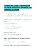 CT PESTICIDE APPLICATORS PRACTICE&NewLine;SOLUTION STUDY SHEET QUESTIONS AND&NewLine;DETAILED SOLUTIONS&NewLine;