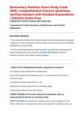 Elementary Statistics Exam Study Guide 2026 &vert; Comprehensive Practice Questions&comma; Verified Answers with Detailed Explanations &vert; Statistics Exam Prep