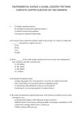 ENVIRONMENTAL SCIENCE A GLOBAL CONCERN TEST BANK&NewLine;COMPLETE CHAPTER QUESTION SET AND ANSWERS