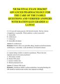 NR 566 Advanced Pharmacology Final Exam Study Guide with Practice Questions&comma; Detailed Rationales&comma; and Nursing Exam Preparation