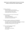 ESSENTIALS OF UNDERSTANDING PSYCHOLOGY TEST BANK&NewLine;COMPLETE QUESTIONS AND VERIFIED ANSWERS