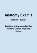 Anatomy Exam 1 Questions and Answers 2026&ndash;2027 &vert; 100&percnt; Correct Verified A&plus; Solutions &vert; Human Anatomy Study Guide Latest Update