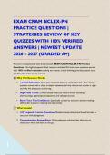 EXAM CRAM NCLEX-PN PRACTICE QUESTIONS &vert; STRATEGIES REVIEW OF KEY QUIZZES WITH 100&percnt; VERIFIED ANSWERS &vert; NEWEST UPDATE 2026 &ndash; 2027 &lpar;GRADED A&plus;&rpar;&NewLine;