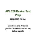 APL 250 Beaker Test Prep  2026&ndash;2027 &vert; 100&percnt; Correct Verified &vert;Already Graded  A&plus; &vert; Clinical Lab Science Study Guide &vert; LIS Exam Review