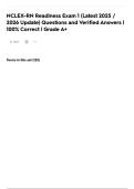 NCLEX-RN Readiness Exam 1 &lpar;Latest 2025 &sol; 2026 Update&rpar; Questions and Verified Answers &vert; 100&percnt; Correct &vert; Grade A&plus;