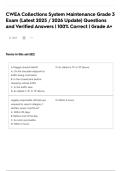 CWEA Collections System Maintenance Grade 3 Exam &lpar;Latest 2025 &sol; 2026 Update&rpar; Questions and Verified Answers &vert; 100&percnt; Correct &vert; Grade A&plus;