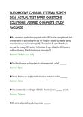 AUTOMOTIVE CHASSIS SYSTEMS EIGHTH&NewLine;2026 ACTUAL TEST PAPER QUESTIONS&NewLine;SOLUTIONS VERIFIED COMPLETE STUDY&NewLine;PACKAGE