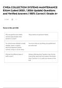 CWEA COLLECTION SYSTEMS MAINTENANCE EXAM &lpar;Latest 2025 &sol; 2026 Update&rpar; Questions and Verified Answers &vert; 100&percnt; Correct &vert; Grade A&plus;