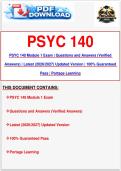 PSYC 140 Module 1 Exam &vert; Questions and Answers &lpar;Verified Answers&rpar; &vert; Latest &lpar;2026&sol;2027&rpar; Updated Version &vert; 100&percnt; Guaranteed Pass &vert; Portage Learning