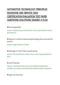AUTOMOTIVE TECHNOLOGY PRINCIPLES&NewLine;DIAGNOSIS AND SERVICE 2026&NewLine;CERTIFICATION EVALUATION TEST PAPER&NewLine;QUESTIONS SOLUTIONS GRADED A PLUS