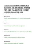 AUTOMOTIVE TECHNOLOGY PRINCIPLES&NewLine;DIAGNOSIS AND SERVICE 2026 PRACTICE&NewLine;TEST SHEET FULL SOLUTIONS CORRECT&NewLine;ANSWERS GUARANTEED PASS