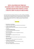 IOWA MASTER ELECTRICIAN &NewLine;EXAMINATION COMPLETE QUESTIONS &NewLine;AND DETAILED SOLUTIONS LATEST &NewLine;UPDATE THIS YEAR JUST RELEASED 